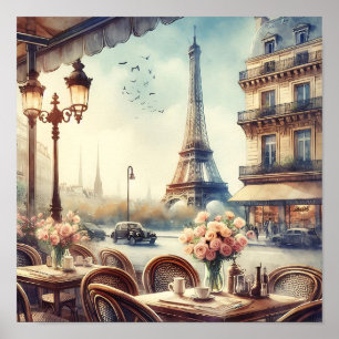 Vintage Eiffel Torn Paris Painting Poster