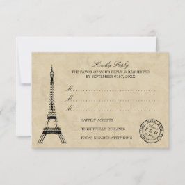 Vintage Eiffel Torn Paris Postmark Bröllop OSA Kort