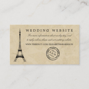 Vintage Eiffel Torn Paris Postmark Bröllop Tilläggskort