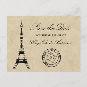Vintage Eiffel Torn Paris Postmark Spara datum Meddelande Vykort