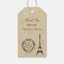 Vintage Eiffel Torn Paris Postmark Wedding Favor Presentetikett