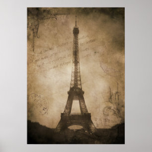 vintage eiffel torn poster