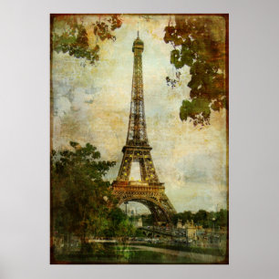 Vintage Eiffel Torn Poster