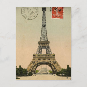 Vintage Eiffel Torn-postkortsdesign Vykort
