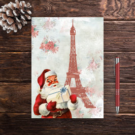 Vintage Eiffel Torn, Santa, Paris Jul Helgkort