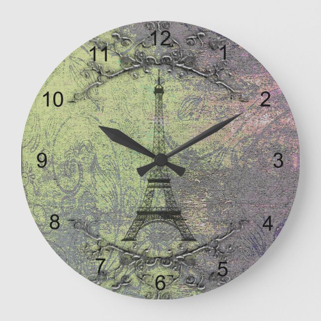 Vintage Eiffel Torn Stor Klocka (Framsida)