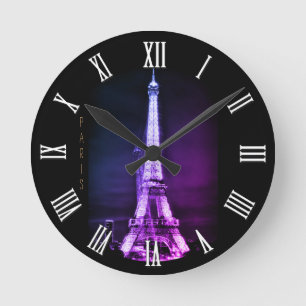 Vintage Eiffel Torn, Surreal Paris Art/Frankrike Rund Klocka
