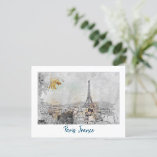 Vintage Eiffel Torn Travel Postcard - Retro Paris Vykort
