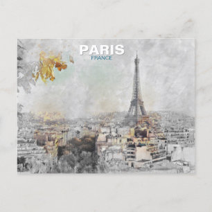 Vintage Eiffel Torn Travel Postcard - Retro Paris Vykort