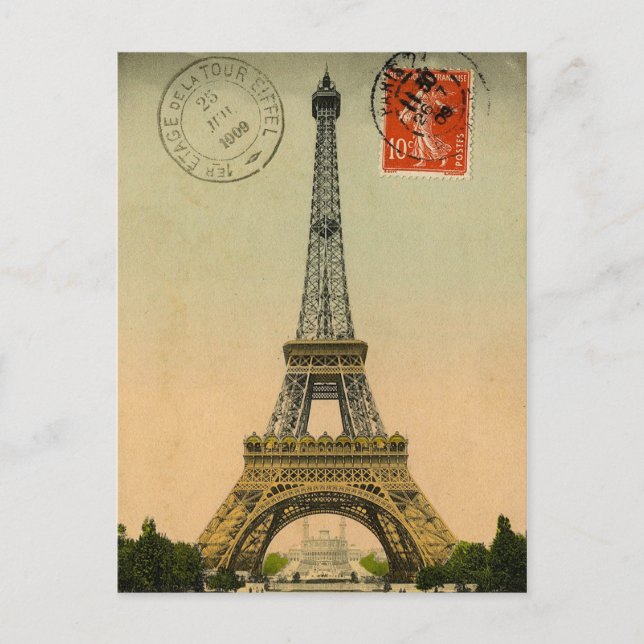 Vintage Eiffel Torn vykort (Framsida)