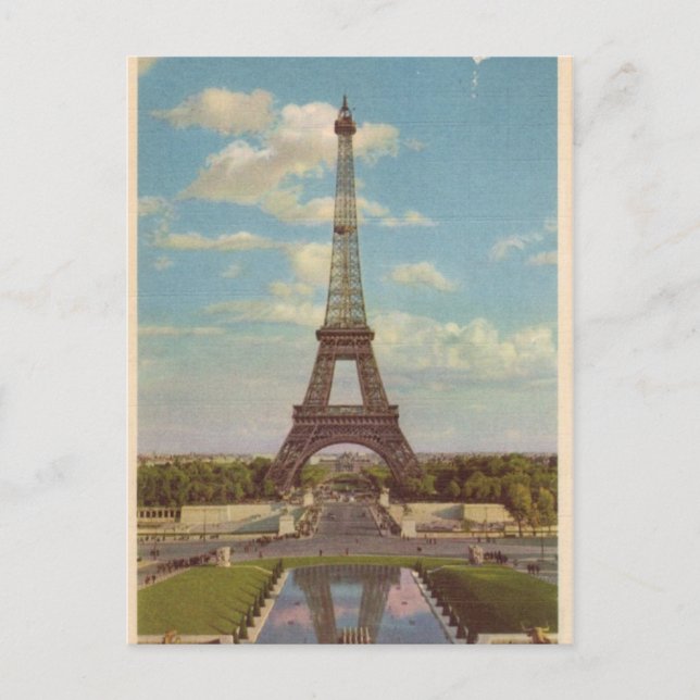 Vintage Eiffel Torn Vykort (Framsida)