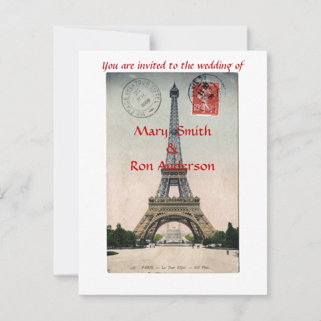 Vintage Eiffel Torn vykort (Framsida)