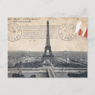 Vintage Eiffel Torn-vykort Vykort