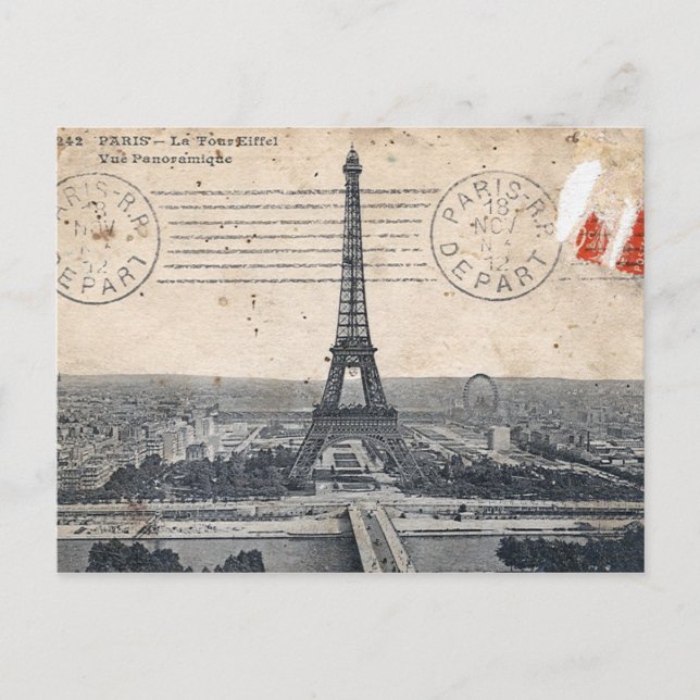Vintage Eiffel Torn-vykort Vykort (Framsida)