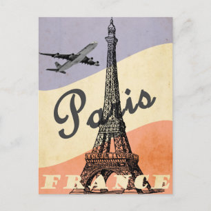 Vintage Eiffeltornet Paris Europeiskt Flygresor Vykort