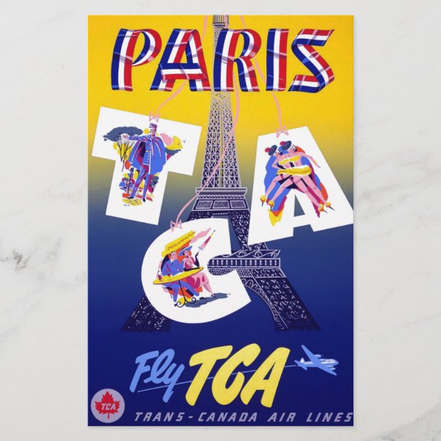 Vintage Eiffeltornet Paris Flygresor Reklam Brevpapper (Framsida)