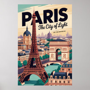 Vintage Eiffeltornet Paris Frankrike Retro Resa Poster