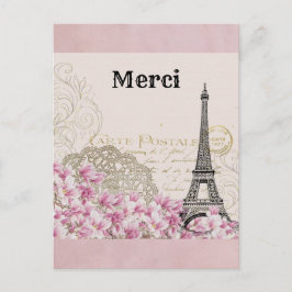 Vintage Eiffeltornet Paris Frankrike Tack Vykort