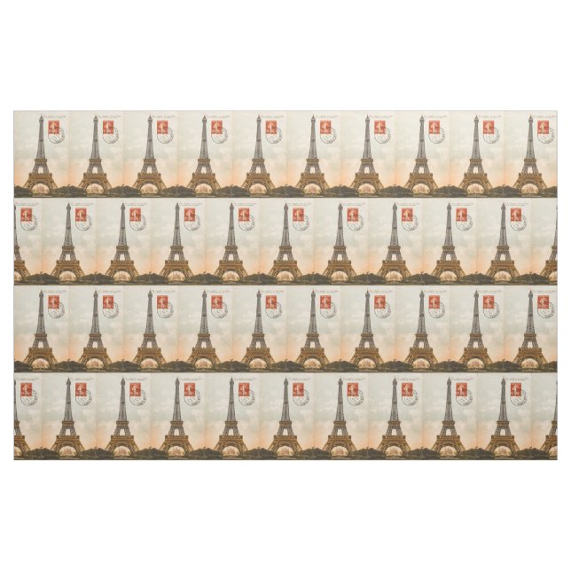 Vintage Eiffeltornet vykort tyg (Fat Quarter)