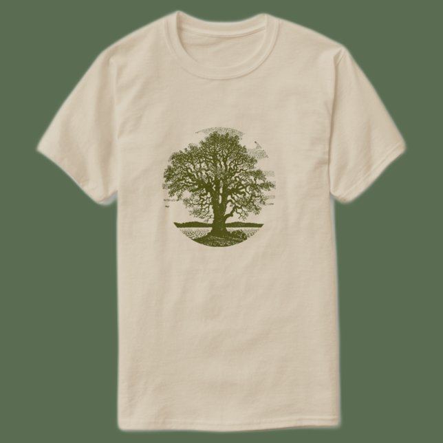Vintage Ek Träd Silhuett | Rustik Skogsmark  T-shirt (Skapare uppladdad)