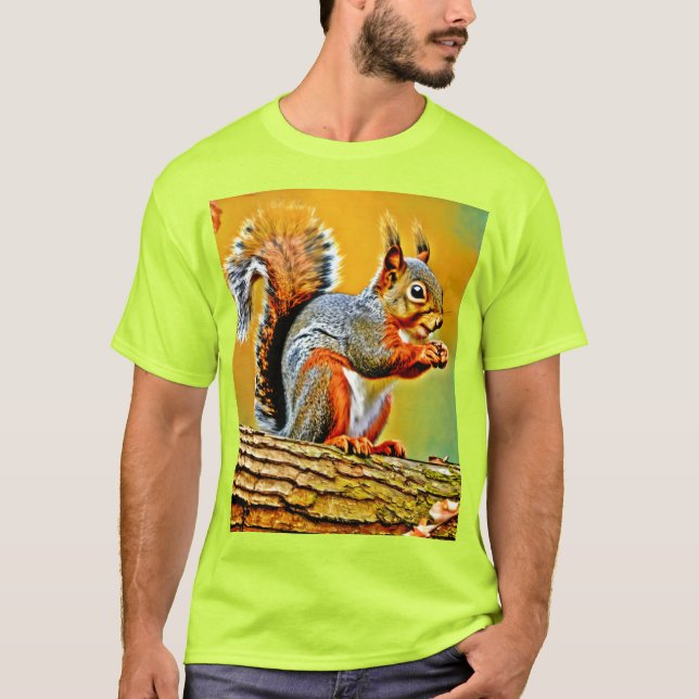 Vintage ekorre i naturen t shirt (Framsida)