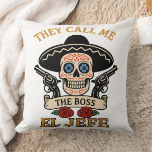 Vintage El Jefe Socker Skalle Boss Cinco de Mayo Kudde