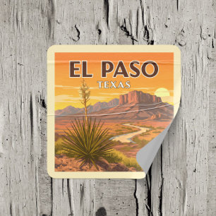 Vintage El Paso Texas Fyrkantigt Klistermärke