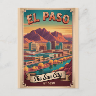 Vintage El Paso Texas Retro Resa Helg Vykort