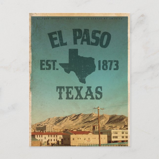 Vintage El Paso Texas Travel Postcard Vykort (Framsida)