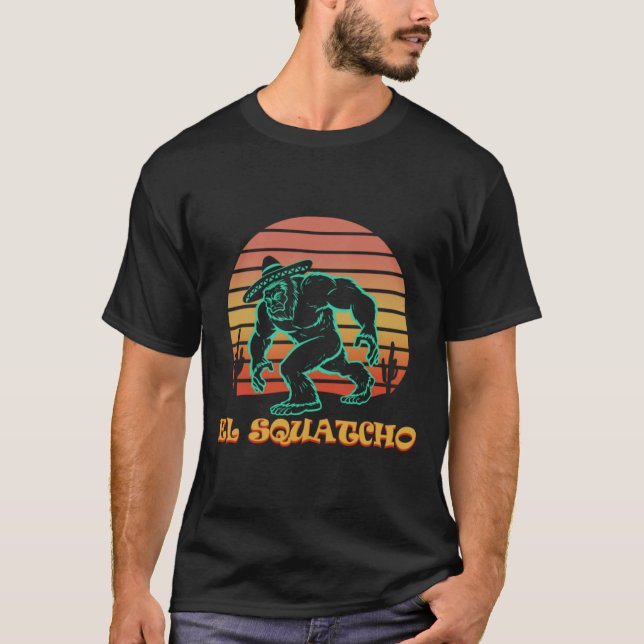 Vintage El Squatcho Bigfoot Sasquatch Mexiicano T Shirt (Framsida)