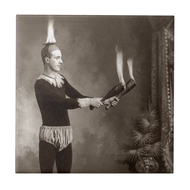 Vintage eldkastare kakelplatta (Framsidan)