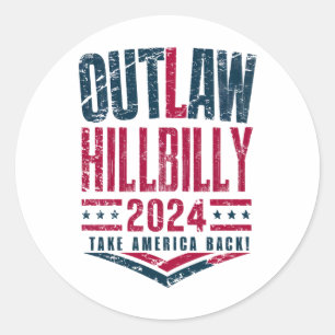 Vintage Elections Outlaw Hillbilly US Flagga Runt Klistermärke