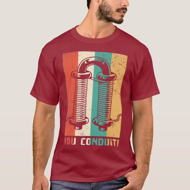 Vintage Electrician Conduit Pun Rainbow T Shirt (Framsida)
