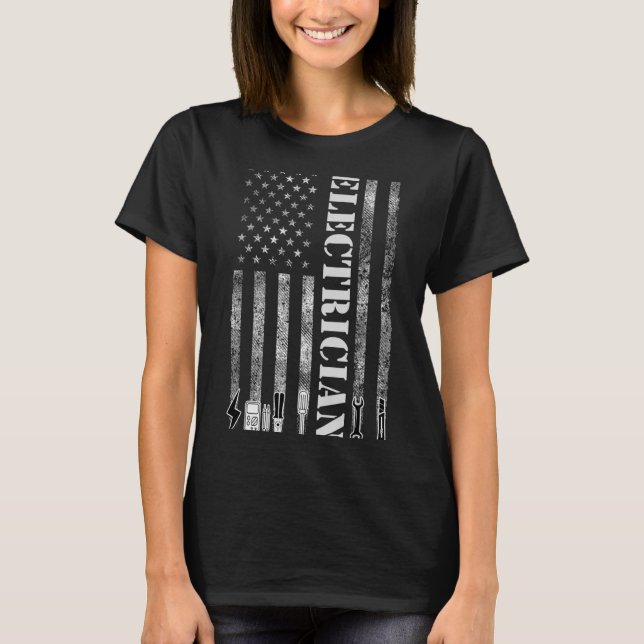 Vintage Electrician Nge Usa Flag Graphic  T Shirt (Framsida)