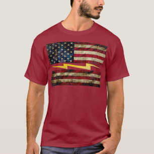 Vintage Electrician US American Flagga T Shirt