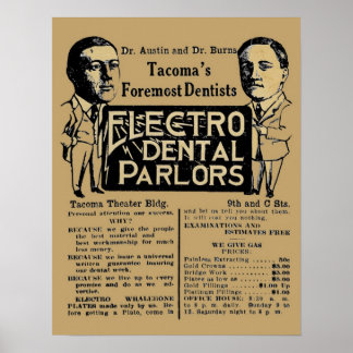 Vintage Electro Dental Palor Dentist AD Poster