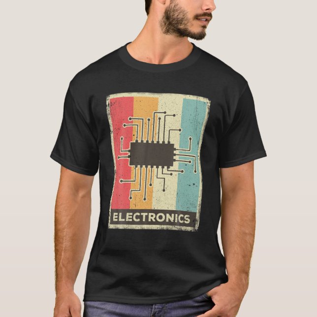 Vintage Electronics Circuit Retro T Shirt (Framsida)