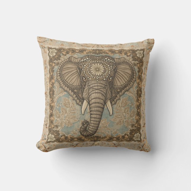 Vintage, Elefant, Klassiskt Dekorativt Föremål Kudde (Framsida)
