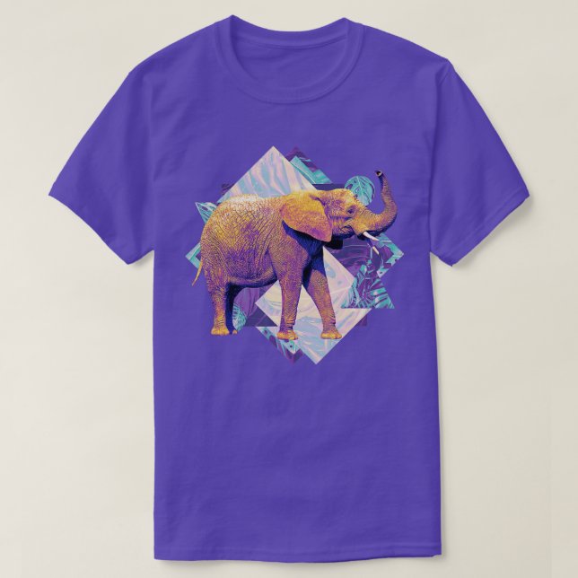Vintage elefant på geometriska former t shirt (Design framsida)