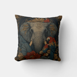 Vintage Elefant & Papegoja Botanisk Kuddslang | Kudde