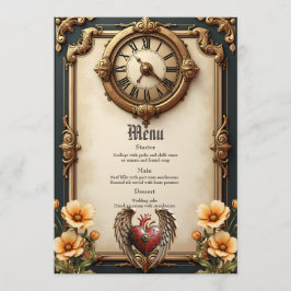 Vintage elegance: an elegant clock and heart. meny