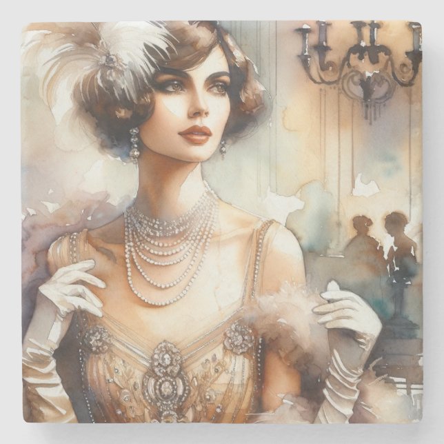 Vintage Elegance Art Deco Stenunderlägg (Framsidan)