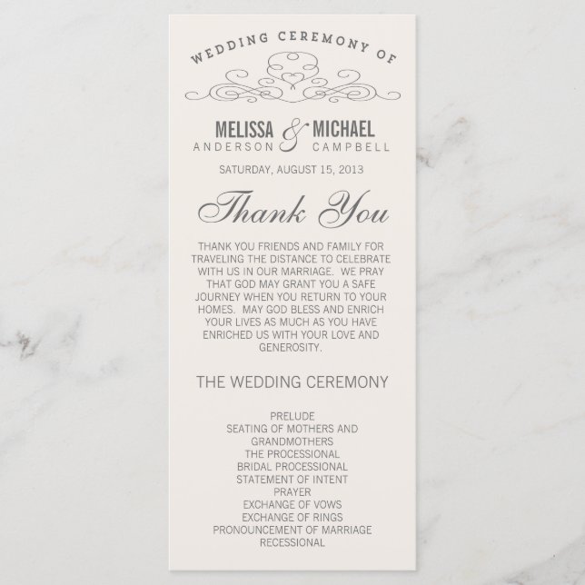 VINTAGE ELEGANCE | BRÖLLOPSPROGRAM PROGRAM (Framsida)