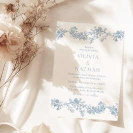 Vintage Elegance: Classic Blommigt Bröllop Inbjudningar