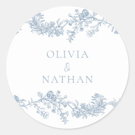 Vintage Elegance: Classic Blommigt Bröllop Runt Klistermärke