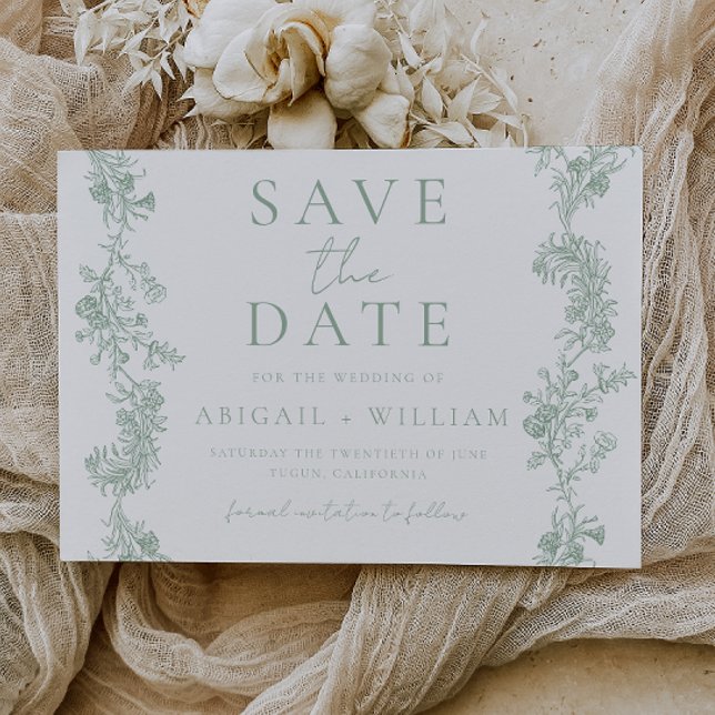 Vintage Elegance: Classic Luxury Sage Wedding Spara Datumet (Skapare uppladdad)