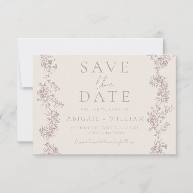 Vintage Elegance: Classic Neutral Wedding Spara Datumet (Framsida)