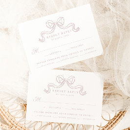 Vintage Elegance Dusty Ro Bow Bröllop Meal OSA Tilläggskort