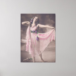 Vintage Elegance in Rosa Blommigt Dress Canvastryck