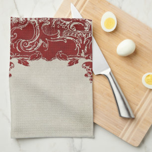 Vintage Elegance jul Hjort Antlers Damask Kökshandduk